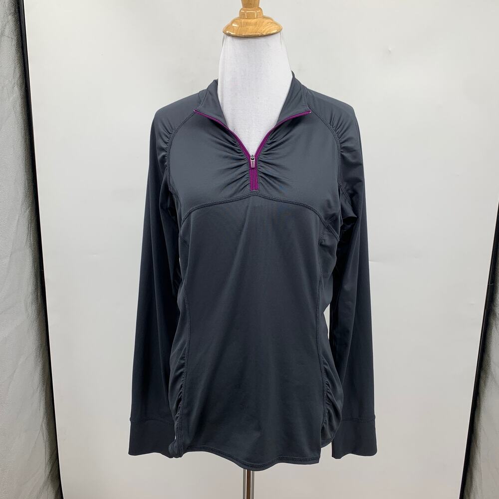 Athleta Shirt Womens M Medium Grizzly Eggplant Intrepid Sun Shield Quarter Zip